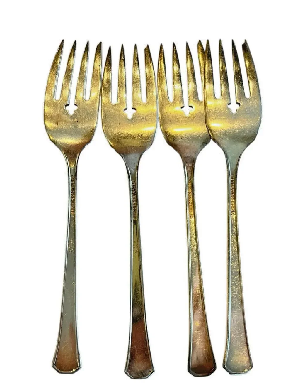 1881 Rogers Del Mar Vintage Silverplate Oneida Silver Salad Forks 4 Pcs 2413.2
